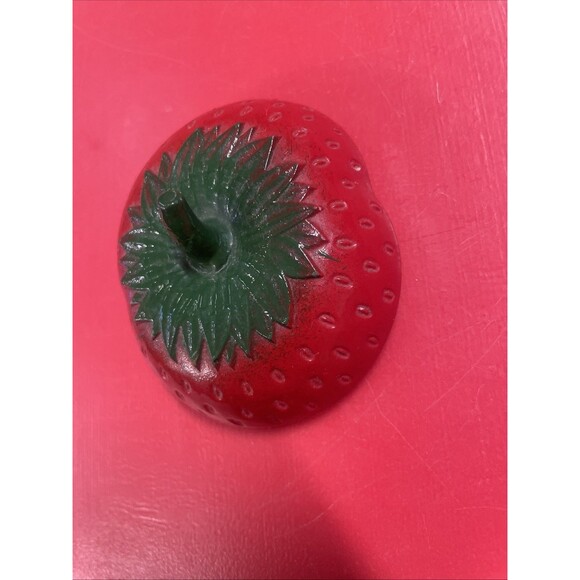 Vintage 1950s Hazel Atlas Red Strawberry Jam Jelly Jar w/Lid Unmarked Tableware - Picture 9 of 12